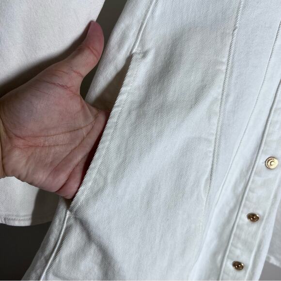 Scanlan Theodore Denim Cocoon Sleeve Mini Dress White Sz US 2 - Picture 6 of 10